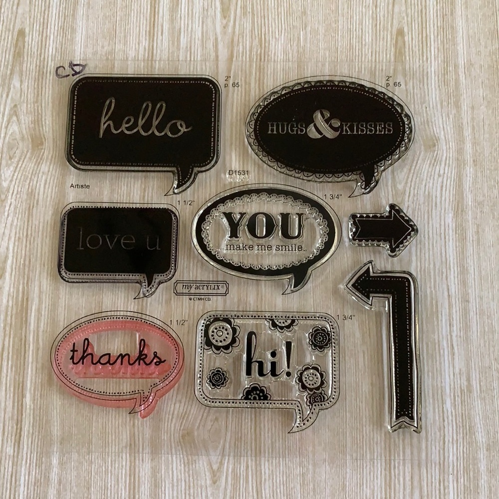 Close to my heart stamps D1531, “Word Baloons”